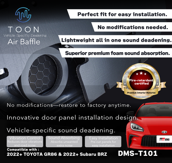Beat-Sonic DMS-T101 Sound Deadening Kit for 2022+ Toyota GR86 and Subaru BRZ